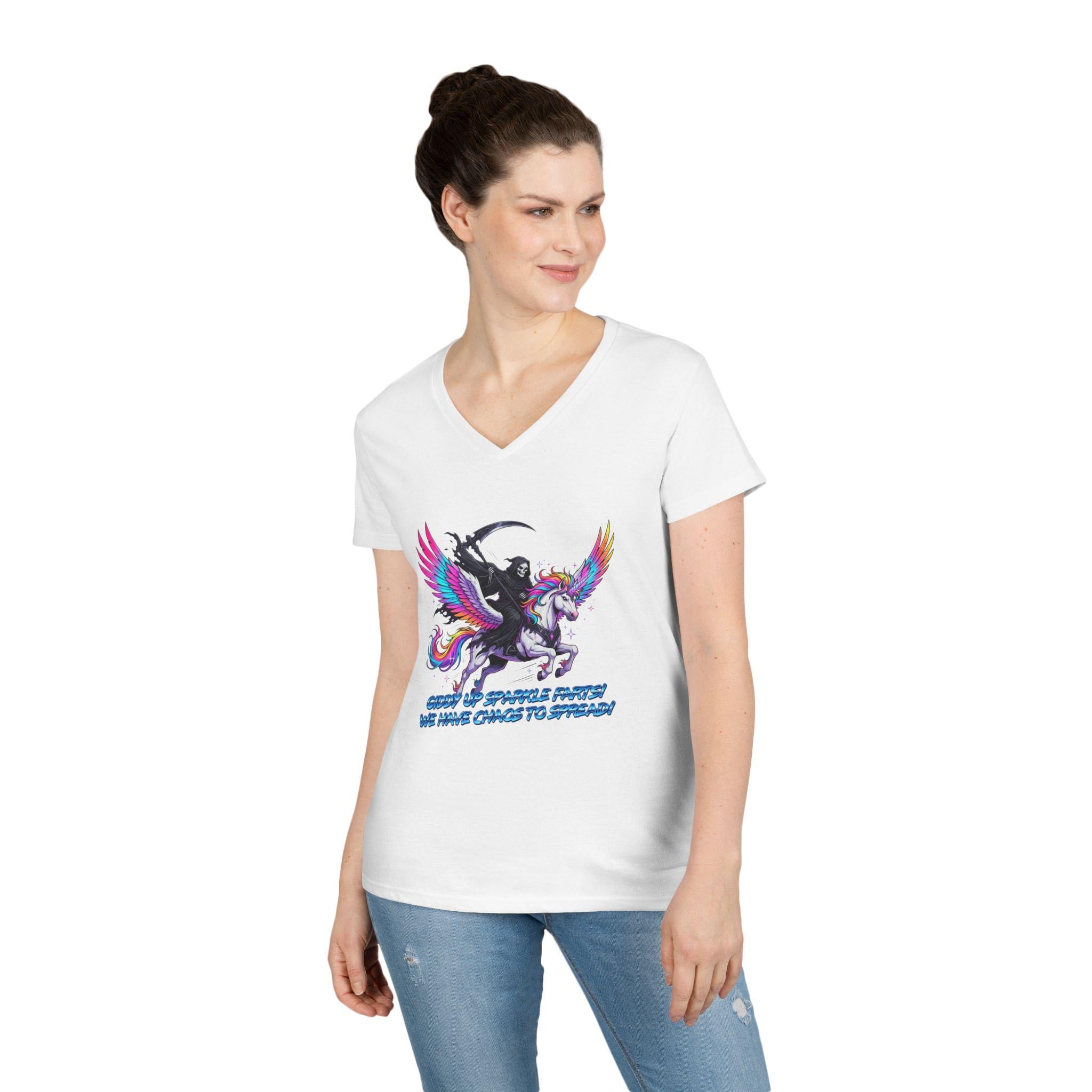 Giddy up Grim - Ladies' V Neck T-shirt